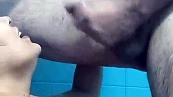 Homemade Shower Deep Throat With Stepfather's Monster Cock