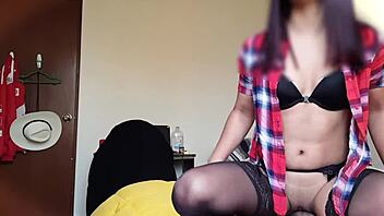 Mexican stepsister fucked by boss on trip.