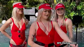 cpr training turns into group oral pleasure with lifeguard trainees