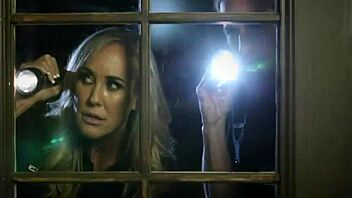 teen in threeway with milf gets cum in mouth.