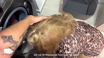 Chubby Blonde Boldly Fucks Young Guy In Laundry Room