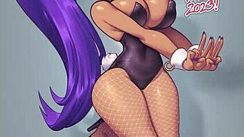 shantae game character in various anime scenes with big tits and ass