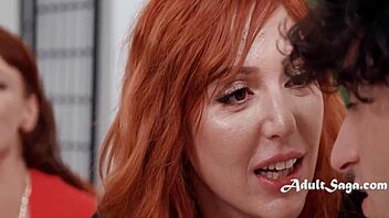 Maternity crazed milf women reverse gangbang guy at sperm bank for cum and blowjobs