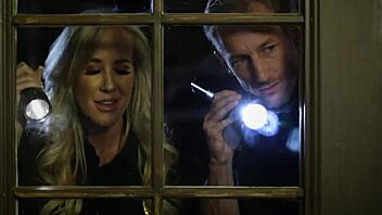 teen in threeway with milf gets cum in mouth.