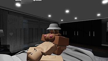 my roblox girlfriend fucks me with her big tits in the bedroom.
