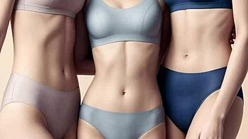 ai generated models pose barefoot in lingerie catalog