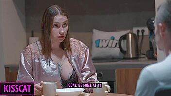 step son touches step moms tits in bed, she fucks him cowgirl next day