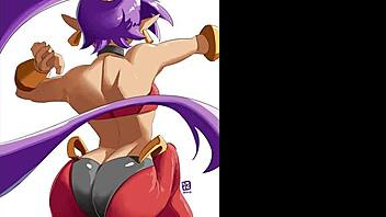 shantae game character in various anime scenes with big tits and ass
