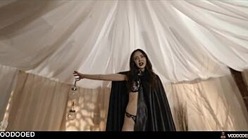 Witch mistress controlled by voodoo doll squirts magic