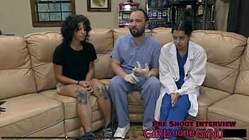 The Perverted Podiatrist Tickles Brunette's Small Tits And Toes