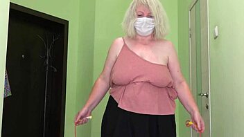 Mature Milf Jumps Rope In Stockings, Shaking Big Boobs And Fat Booty