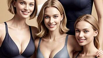 ai generated models pose barefoot in lingerie catalog