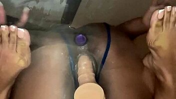 Ebony Takes Dildo Deep in Pussy
