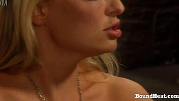 Busty Slave Kneels for Mistress's Pussy