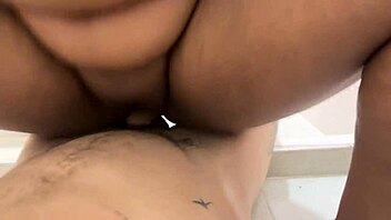Is the mother-in-law getting horny for her stepson's big cock in the shower?