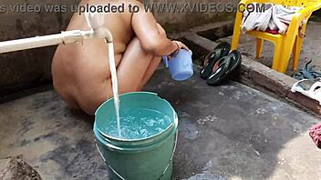 nangi bhabhi bathing outdoor with big boobs and cute pussy