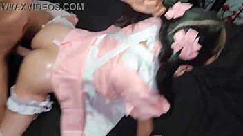 i'm the 18yo screaming from hardest fuck ever, oiled asian maid with pigtails