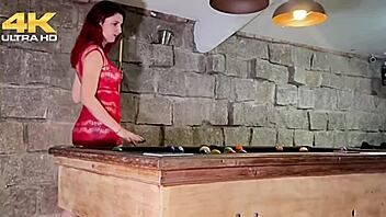 Latina amateur blowjob on pool table