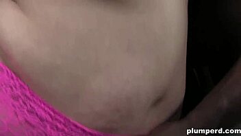 Interracial sex unfolds as fat blonde bbw takes deepthroat blowjob from afro cock in plump curvy action