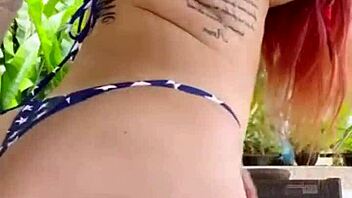 Beautiful latina shows tits and opens ass in public!