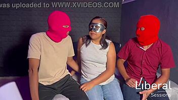 Latina wife enjoys first cuckold threesome with two friends