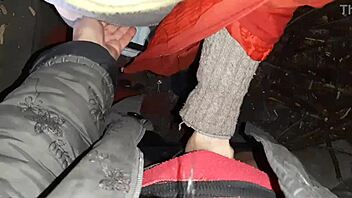 lesbian girls have passionate sex in autumn hut