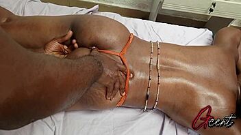 my bestie getting oil massage on her ass