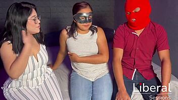 Latina wife enjoys first cuckold threesome with two friends