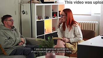 Redhead psychologist takes my cock in hot session with cum