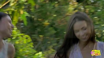 Two Lesbians Run Outdoors, Then Have Sex With Big Clits And Tits