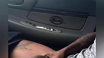 in my car i was horny slow jackin my big pretty dick i busted a big thick load