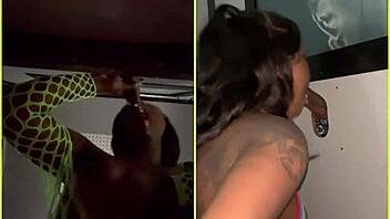 ebony amateur sucks strangers cocks at gloryhole