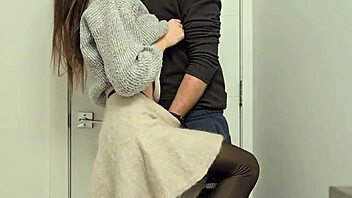 the petite girl with small waist moans in the toilet during orgasm