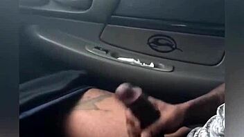 in my car i was horny slow jackin my big pretty dick i busted a big thick load
