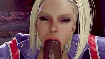 Athletic girl gets facial in cartoon animation