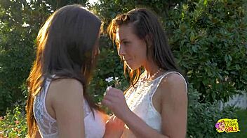 Two Lesbians Run Outdoors, Then Have Sex With Big Clits And Tits