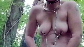 2024 forest ponygirl slave flashing her natural tits with buttplug, dirty talk, and outdoor slutty pov