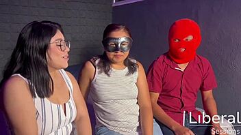 Latina wife enjoys first cuckold threesome with two friends