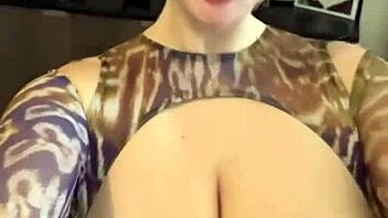 Spilling water on wet big natural tits in the kitchen