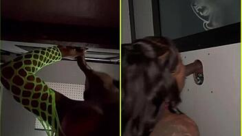 ebony amateur sucks strangers cocks at gloryhole