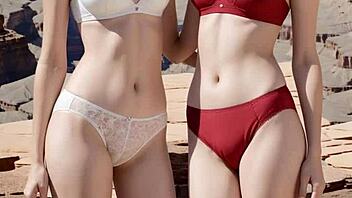Cute lesbians in their underwear!