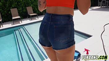 Shy petite teen explores anal sex with deepthroat and kissing