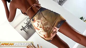 naughty 18yo ebony hottie sucks big cock for casting