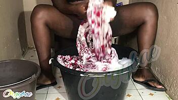 Weekend Laundry as a Housewife Shaved Pussy!