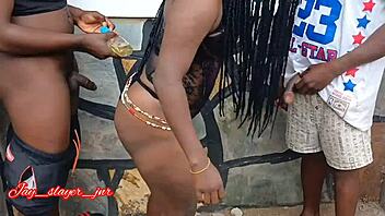 new girl from lagos fucks big black cock outdoors, shaking orgasm?