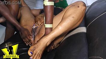 black ninja rocks neighbor hard and cums