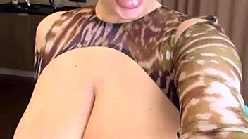 Spilling water on wet big natural tits in the kitchen