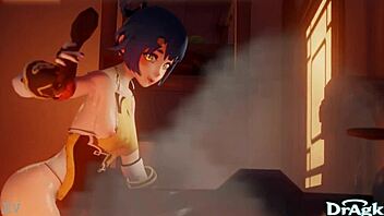 In the kitchen, chinese xiangling experiences her first anal penetration on the floor, a wild genshin impact scene