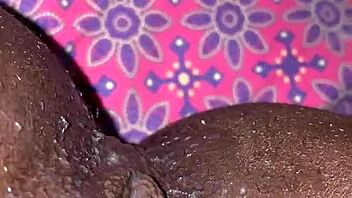 Ebony slut gets homemade creampie from monster bbc, squirting everywhere