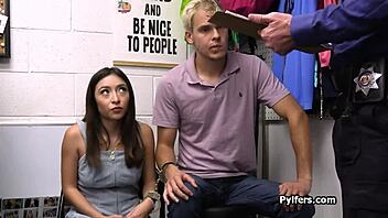 Hey, this latina suspect is getting gang banged in the back office by the police